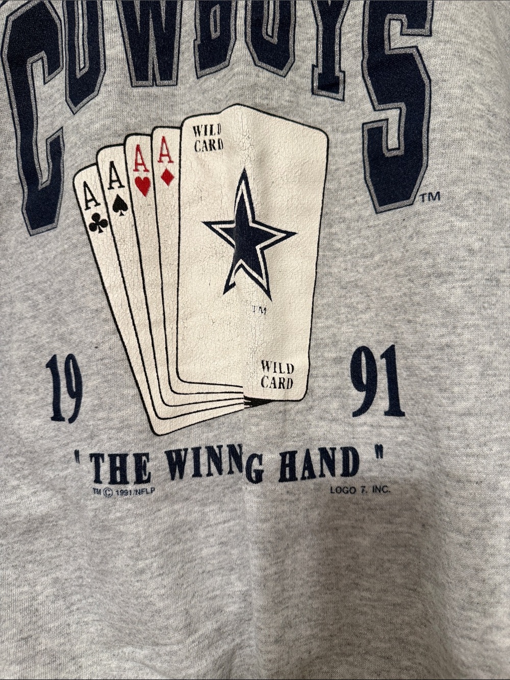 Dallas Cowboys Gray Crewneck Sweatshirt - 1991 Logo - Picture 2 of 3